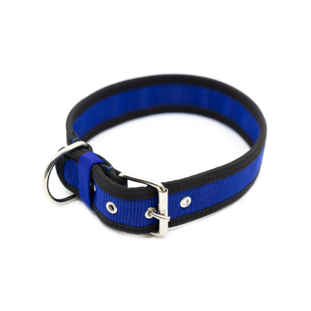 Nylon halsband - Blauw&Zwart (Medium/Large)