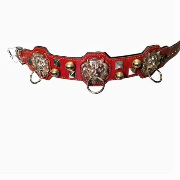 Exclusieve Handgemaakte Lederen Hondenhalsband – Feast of Lions